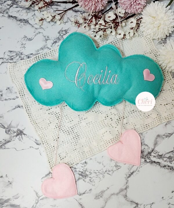 nuvoletta Tiffany con nome ricamato a macchina