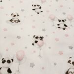 cotone stampato panda con palloncini